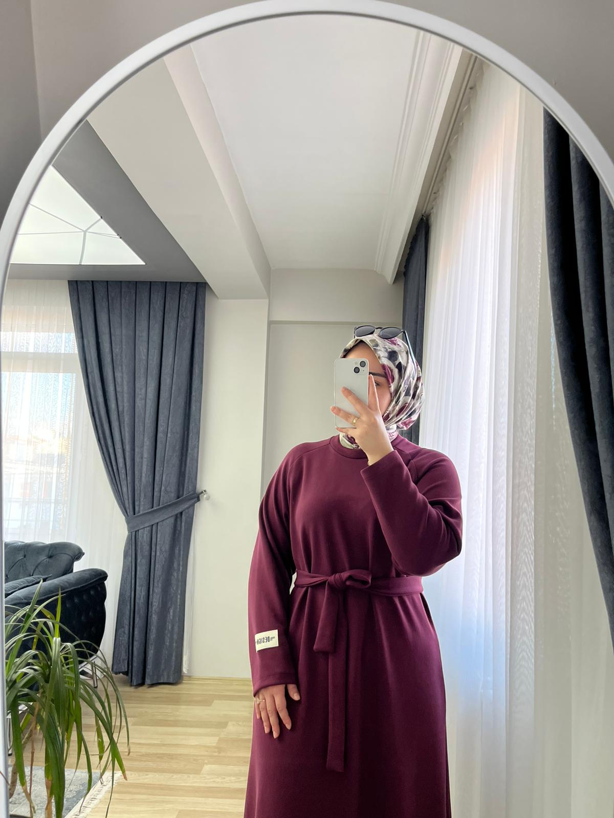 Oysho Kumaş Elbise Bordo ~ Nirva Butik