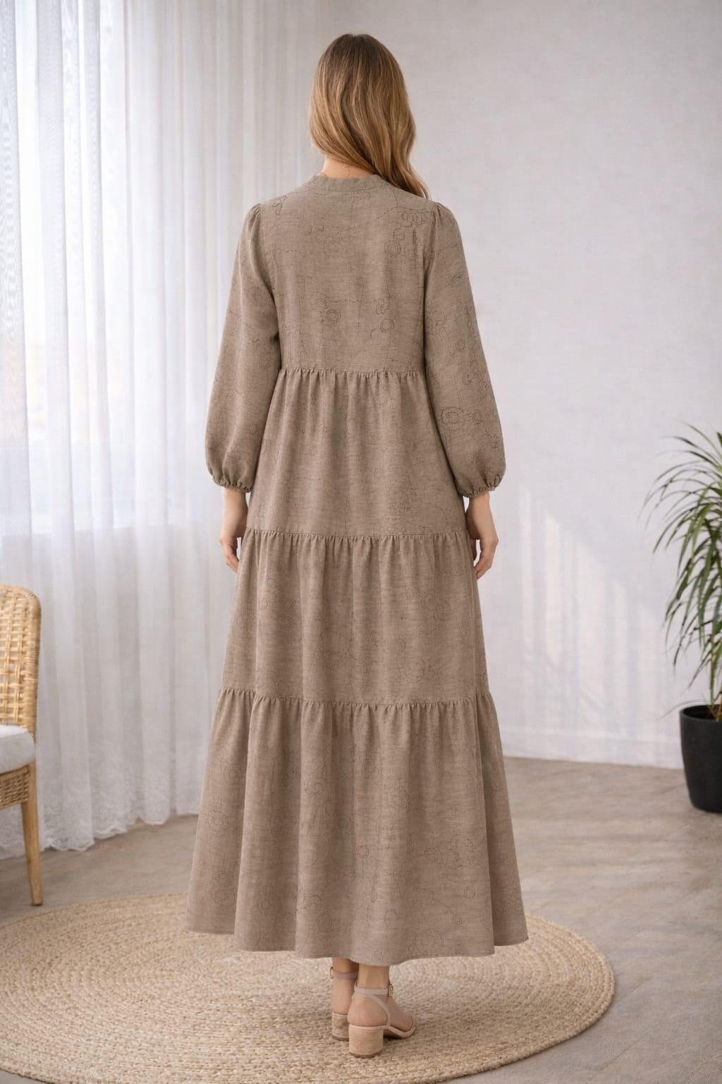 Bej Tesettür İşlemeli Uzun Elbise | Image Not Found