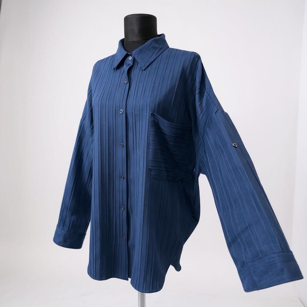 Lacivert Oversize Gömlek ~ Nirva Butik