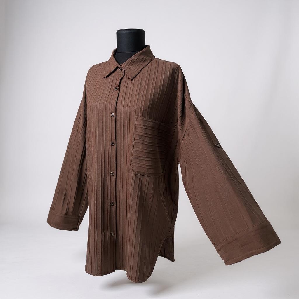 Oversize Kahverengi Gömlek ~ Nirva Butik